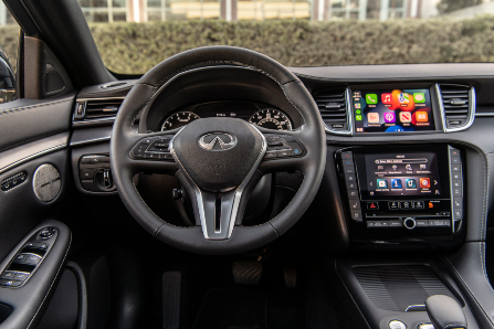 2023 INFINITI QX55 Dashboard View with Steering Wheel and Touchscreen