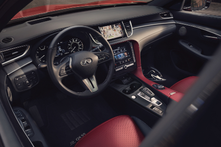 2024 INFINITI QX55 Red and Black Interior Dashboard View