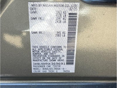2025 Nissan Altima 2.5 SV Sedan 4D