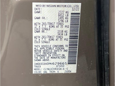 2023 Nissan Frontier Crew Cab PRO-4X Pickup 4D 5 ft