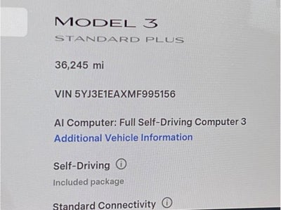 2021 Tesla Model 3 Standard Range Plus Sedan 4D