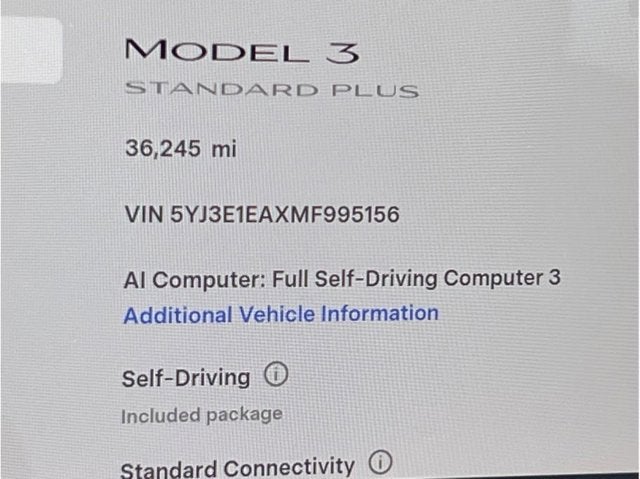2021 Tesla Model 3 Standard Range Plus Sedan 4D